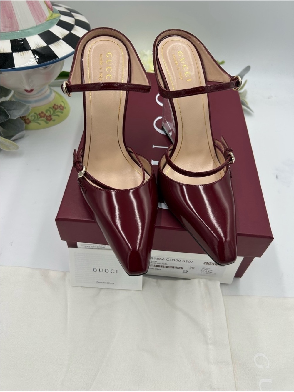 Women’s Gucci Rosso leather wedge mule size 38 made Italy - Picture 4 of 14